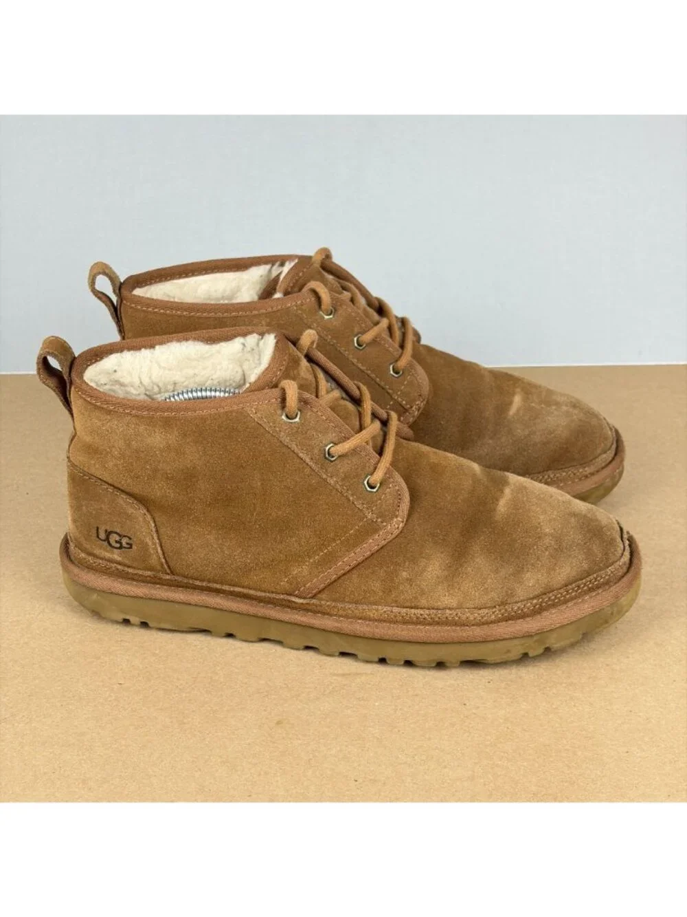 UGG Neumel Suede Shearling Lined Chukka Boot Mens 10 Tan Lace Up Casual